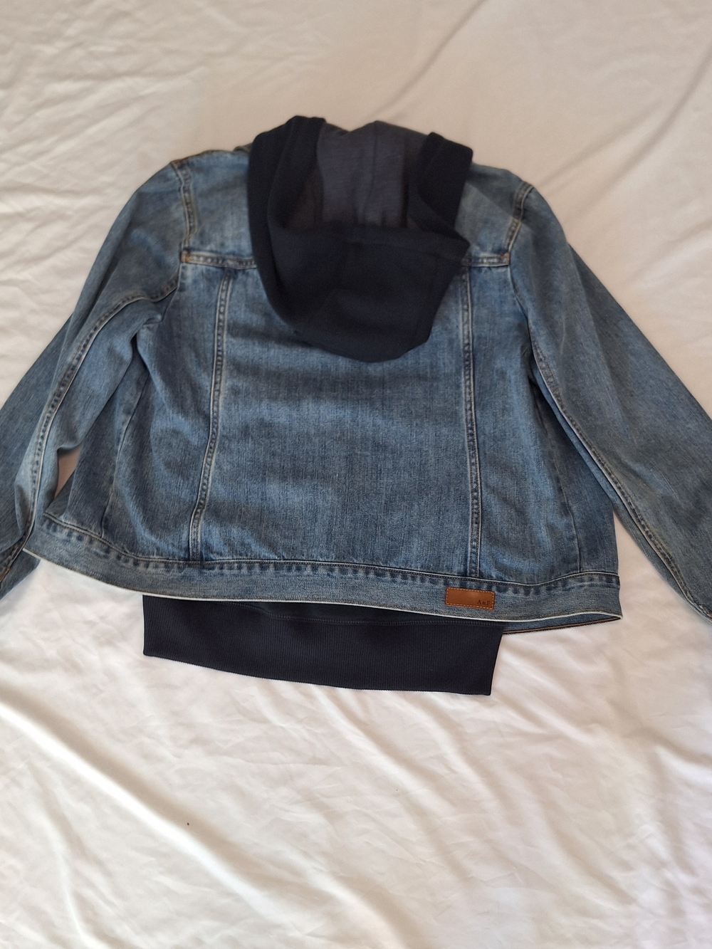 Abercrombie & Fitch 2 in 1 Denim Hoodie Jacket Size L Blue Hooded - Picture 2 of 6
